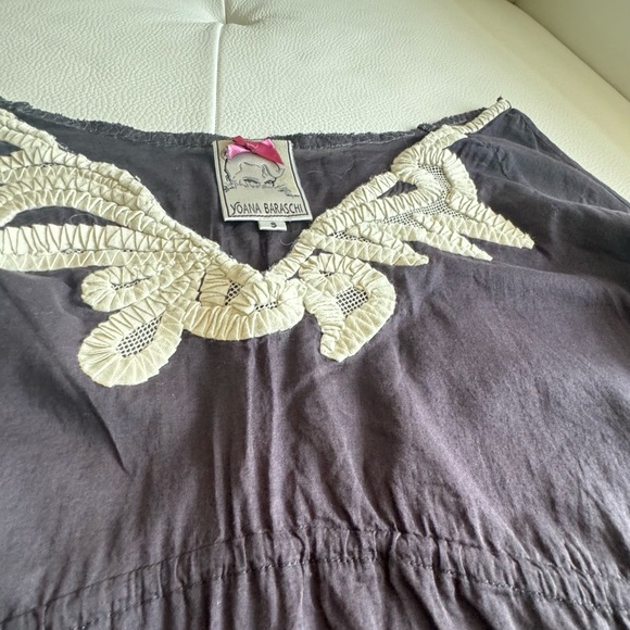 Yoana Baraschi Open Shoulder Blouse Lace Black Raw Hem size S - Picture 7 of 8